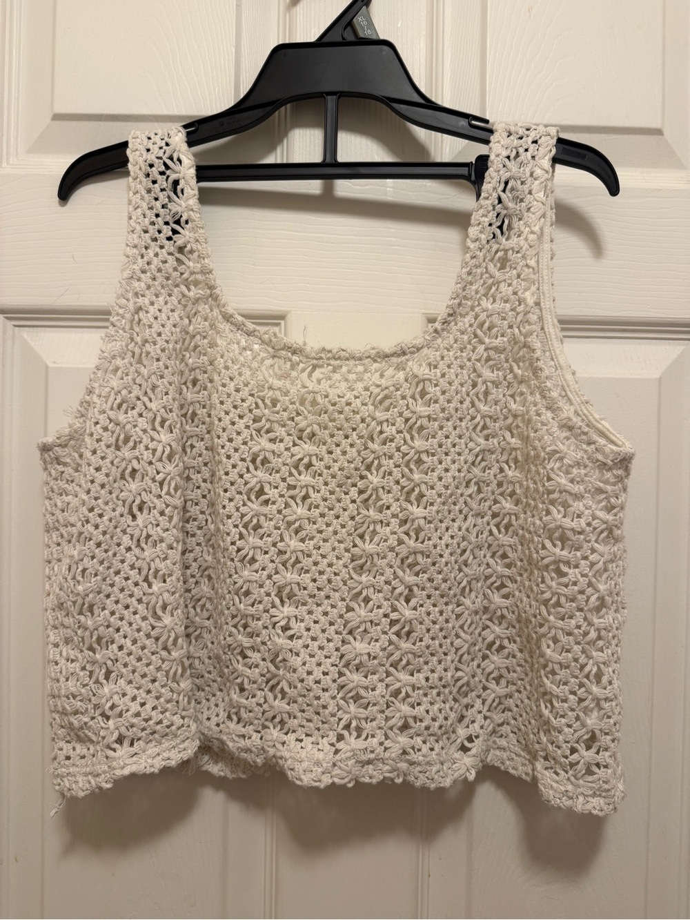 Hayden Cream Crochet Crop Tank Top